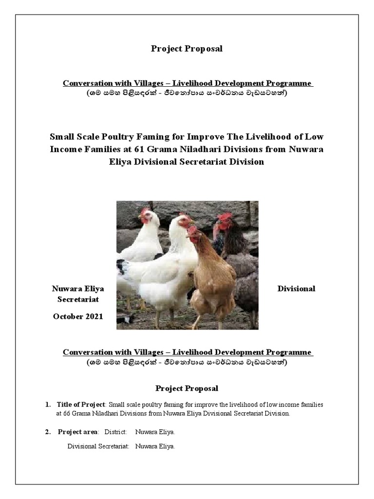 Small Scale Poultry Farming Proposal | PDF | Agriculture | Poultry Farming