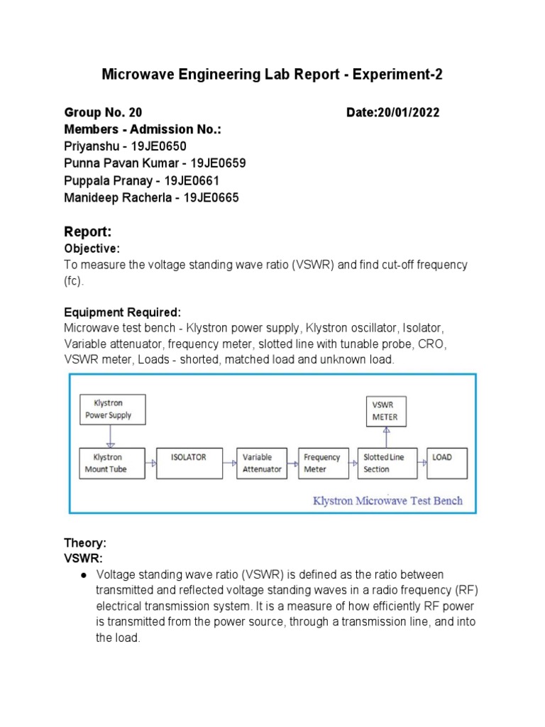 VSWR and Cut-off Wavelength Analysis | PDF | Metrology | Electrical ...