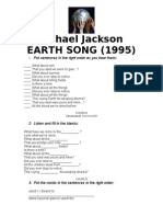 Michael Jackson EARTH SONG Worksheet W-Gaps