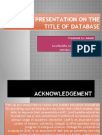 Synopsis Presentation On The Title of DATABASE