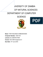 The University of Zambia School of Natural Sciences Department of Computer Science