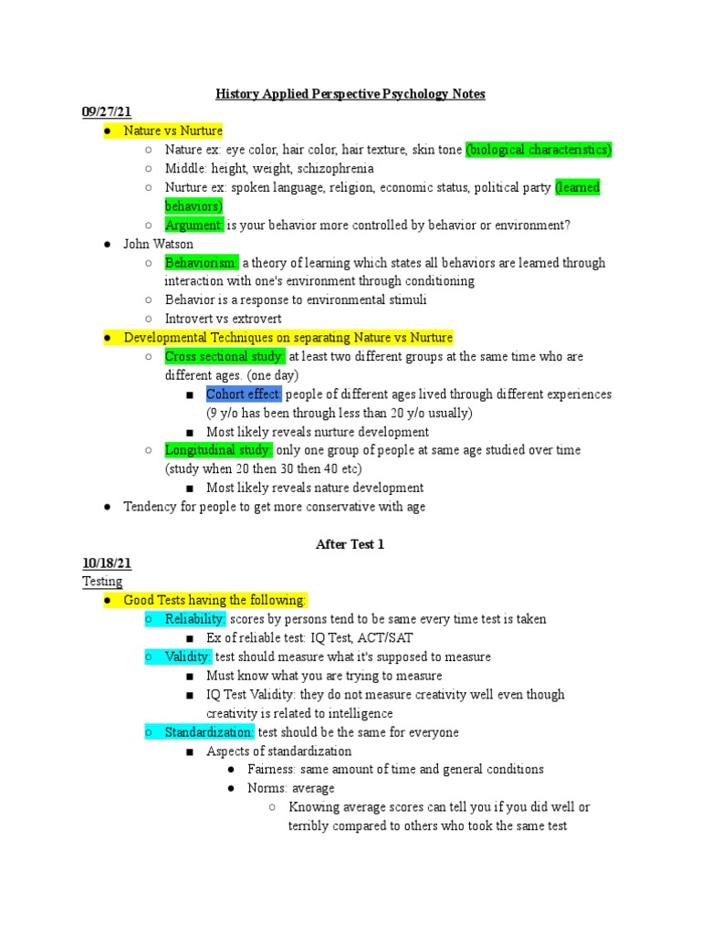 History Applied Perspective Psychology Notes | PDF | Id | Psychosis