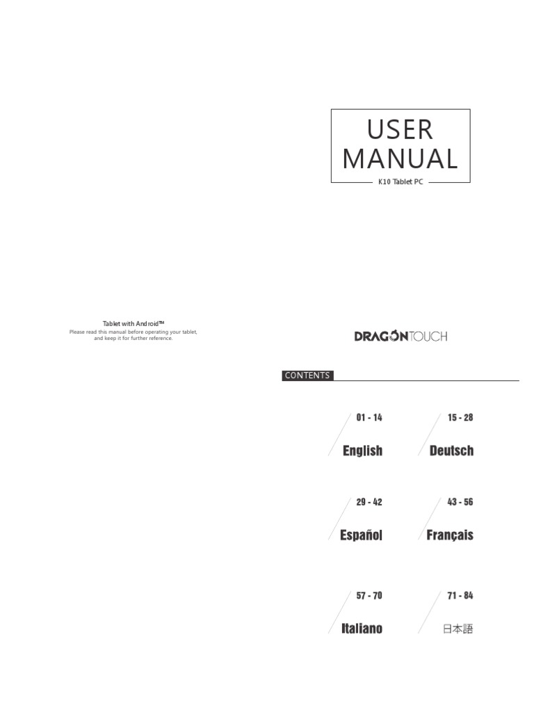 User Manual Tablet With Android PDF Google Play Computer Hardware