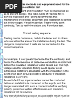 Describe Methods and Equipment Used For The Various Electrical Test 223.59