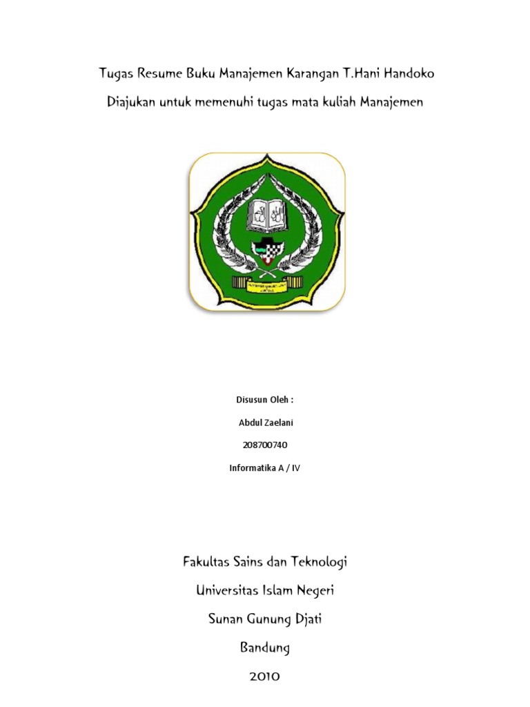 Resume Buku Manajemen Karangan T. Hani Handoko