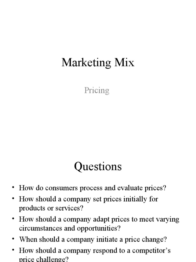 Pricing Strategies in Marketing Mix | PDF | Market (Economics) | Pricing