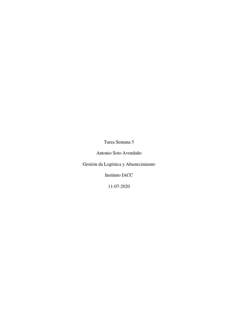 Tarea Semana 5 - Gestión de Logística y Abastecimiento | PDF ...