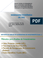 Tema 3 - Métodos de análise e seleção de alternativas de investimento IV