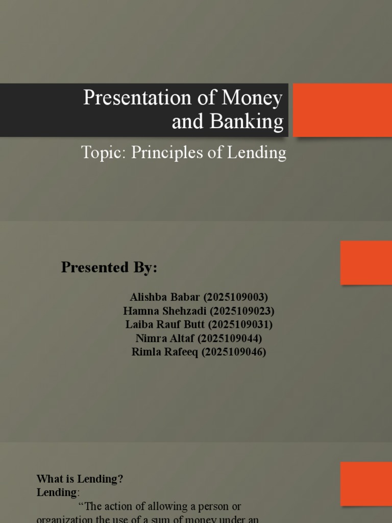 Presentation of Money and Banking Final PDF Loans Overdraft