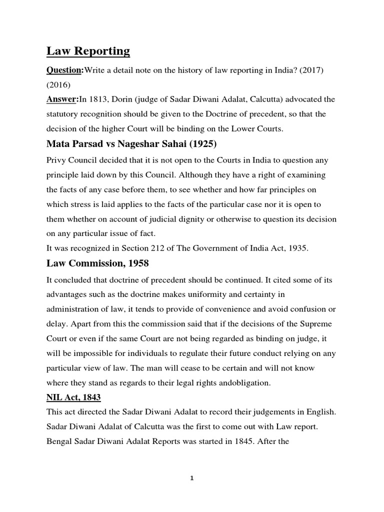 NotesBasics of Case Laws PDF Precedent Right To A Fair Trial