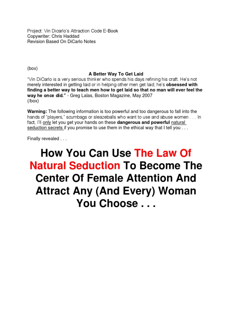 attraction code vin dicarlo