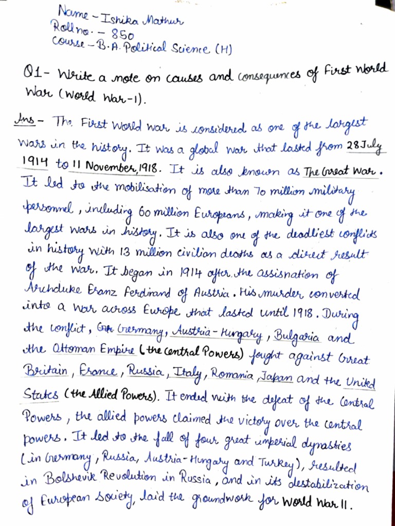 World War 1 Causes and Consequences | PDF