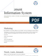 Functional Area of MIS As Marketing Infromation System