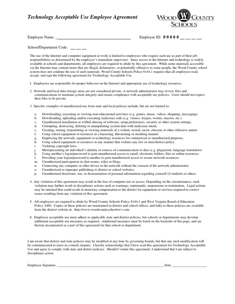 Acceptable Use Policy - Employee | PDF | Malware | Computer Network