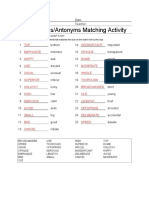 01 Synonyms-Antonyms Matching Activity - Key