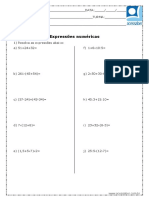 Atividade de Matematica Expressoes Numericas 5 Ou 6 Ano