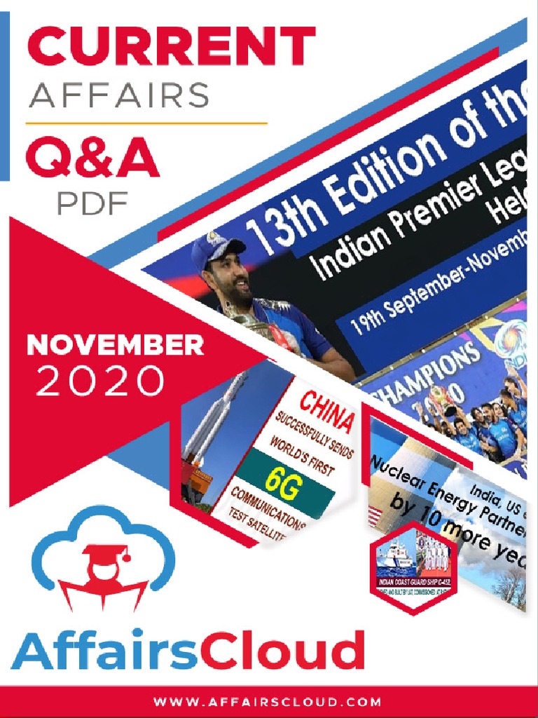 Current Affairs Q&A PDF - November 2020 by AffairsCloud | PDF | Gujarat