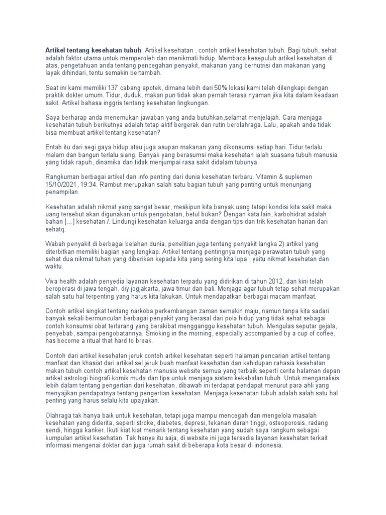 Kiat Menjaga Kesehatan Tubuh Optimal | PDF | Gaya Hidup
