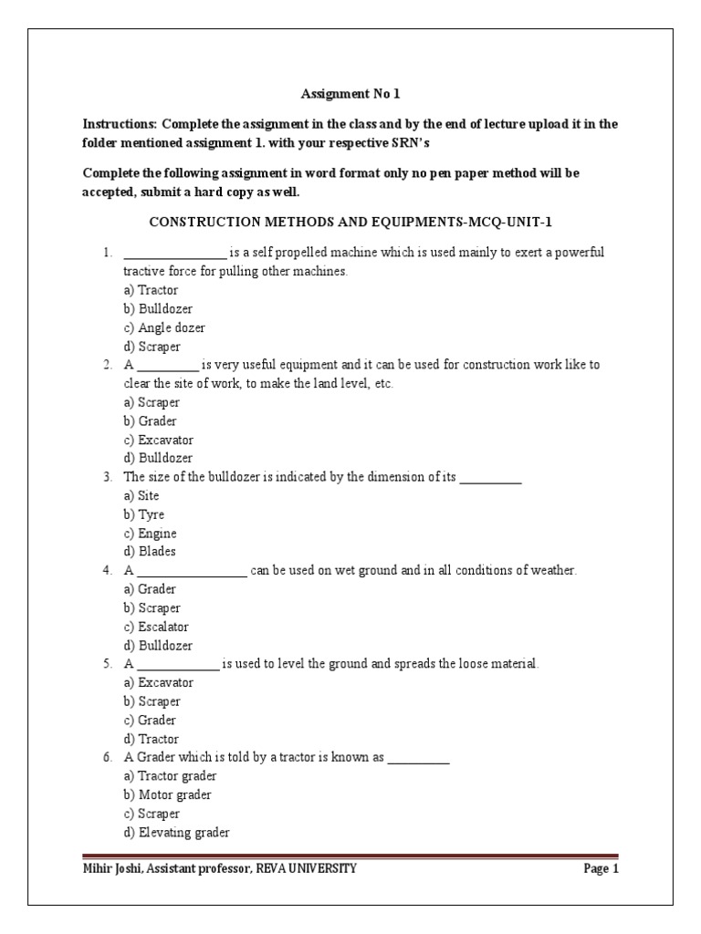 Construction Methods and EquipmentsMcq PDF Loader (Equipment
