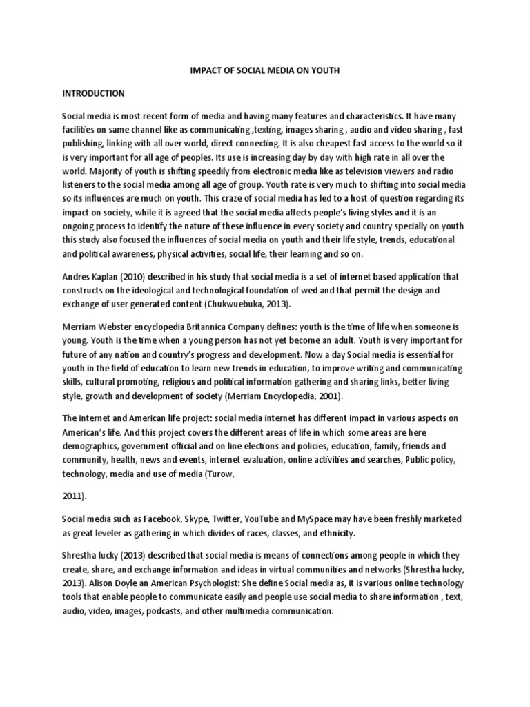 Impact of Social Media On Youth | PDF | Popular Culture & Media Studies ...