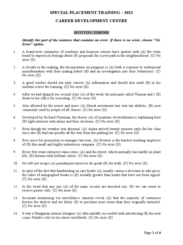 SPT Spotting Errors Answers PDF Fat