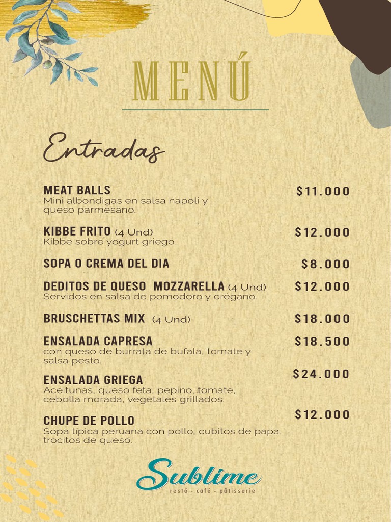 Menu Sublime | PDF | Queso | Mariscos