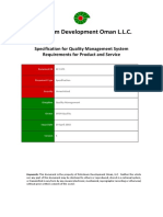 Petroleum Development Oman L.L.C.: Specification For Quality Management System Requirements For Product and Service