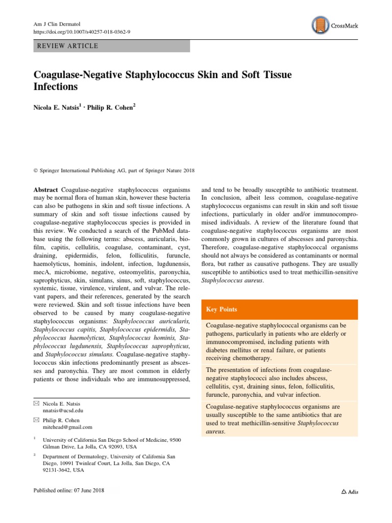 Coagulase-Negative Staphylococcus Infections | PDF | Staphylococcus ...