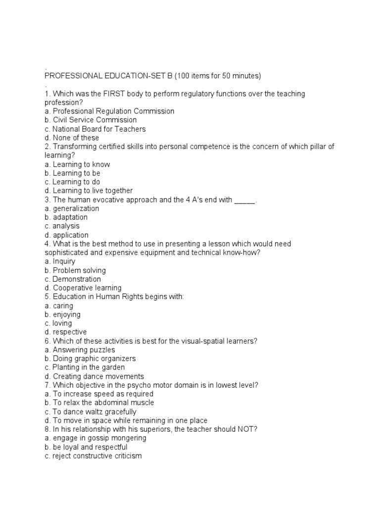 Professional Education Reviewer Set B | PDF | Educational Assessment ...