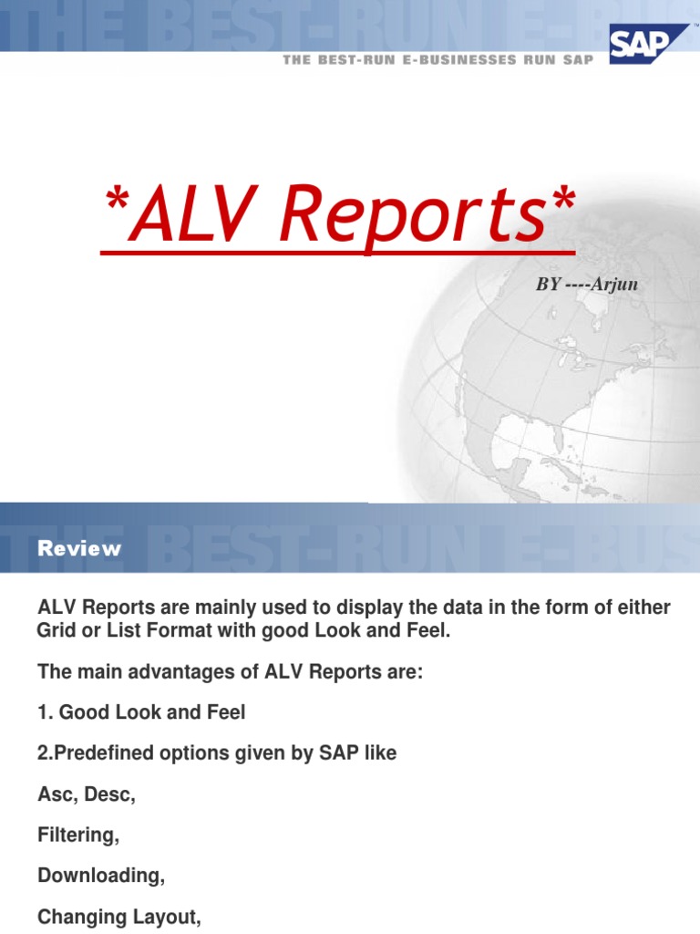ALV Reports : BY - Arjun | PDF | Subroutine | Parameter (Computer ...
