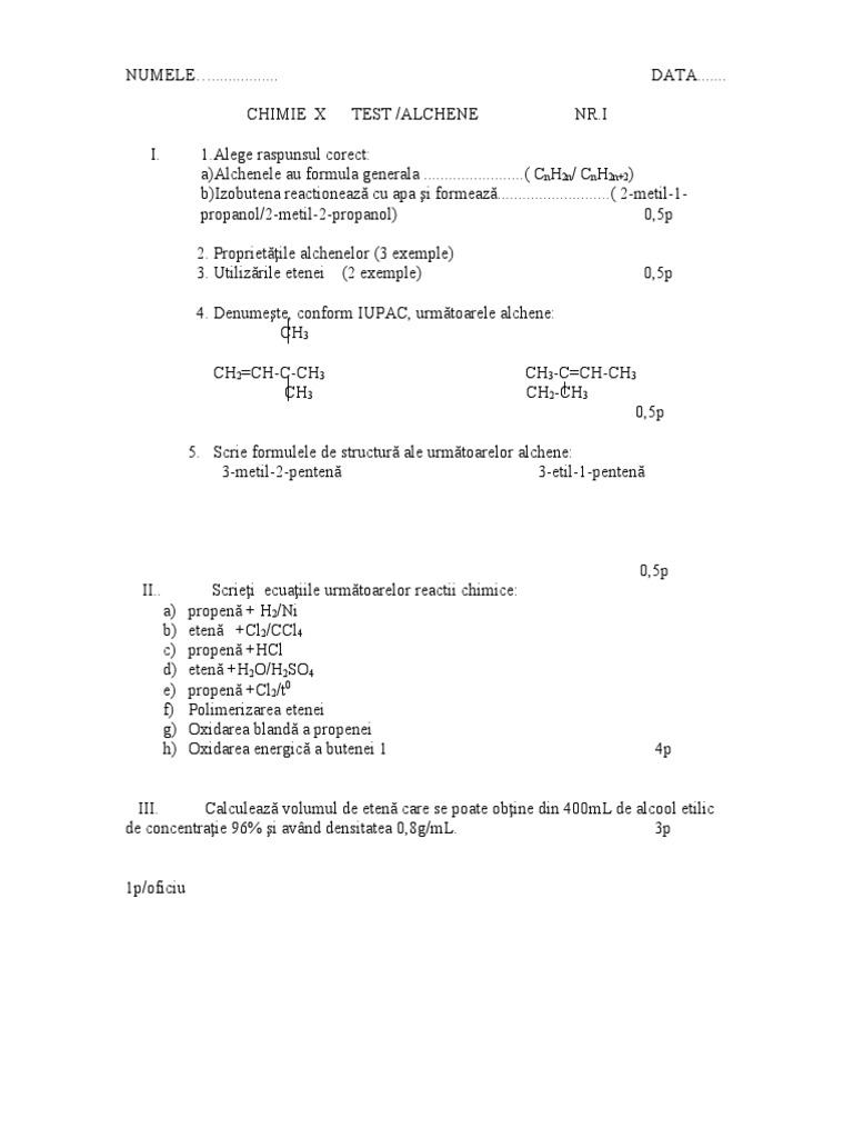 Test Alchene 1 | PDF