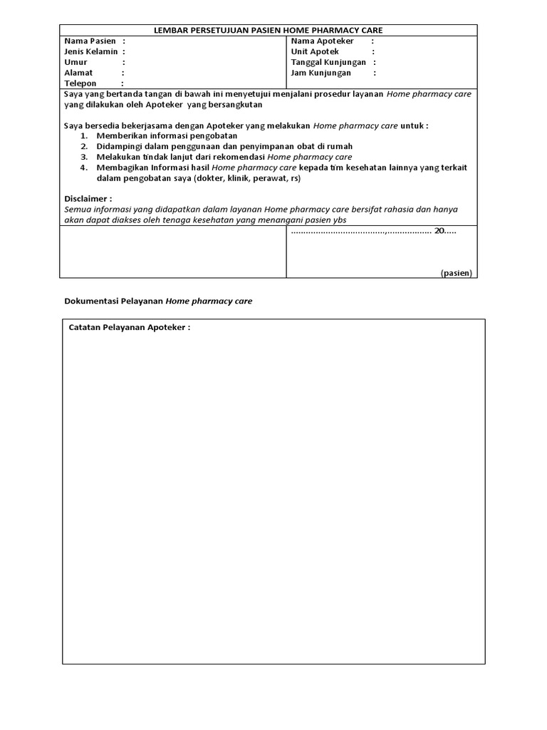 Form Home Pharmacy Care | PDF