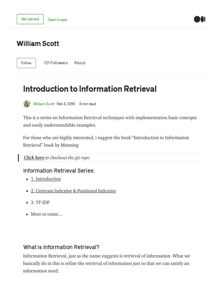 Introduction To Information Retrieval - by William Scott - Medium | PDF ...
