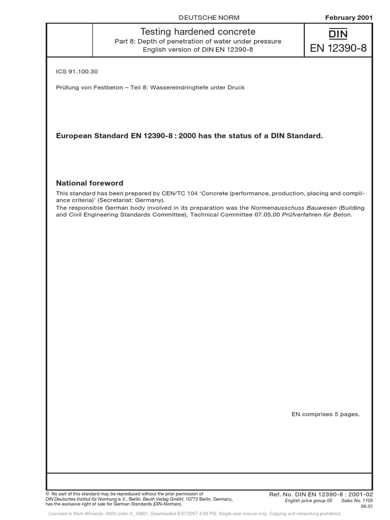 Din en 12390 - 8 | PDF | Regulation | Europe