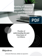 LP1 Meaning of History, Sources of Historical Data and Historical Criticism