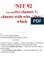 Unit 92: Relative Clauses 1: Clauses With Who / That / Which