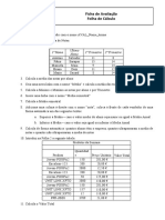 Folha de cálculo para avaliação de notas e vendas semanais