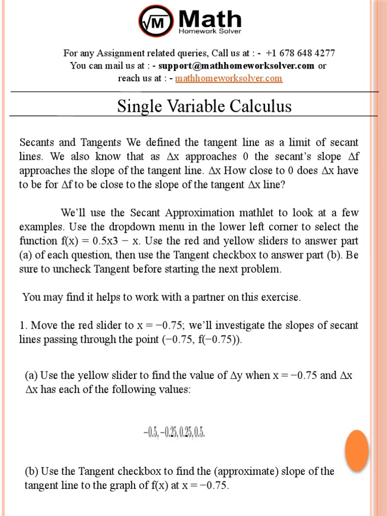 Tangent Line Analysis in Calculus | PDF | Tangent | Slope