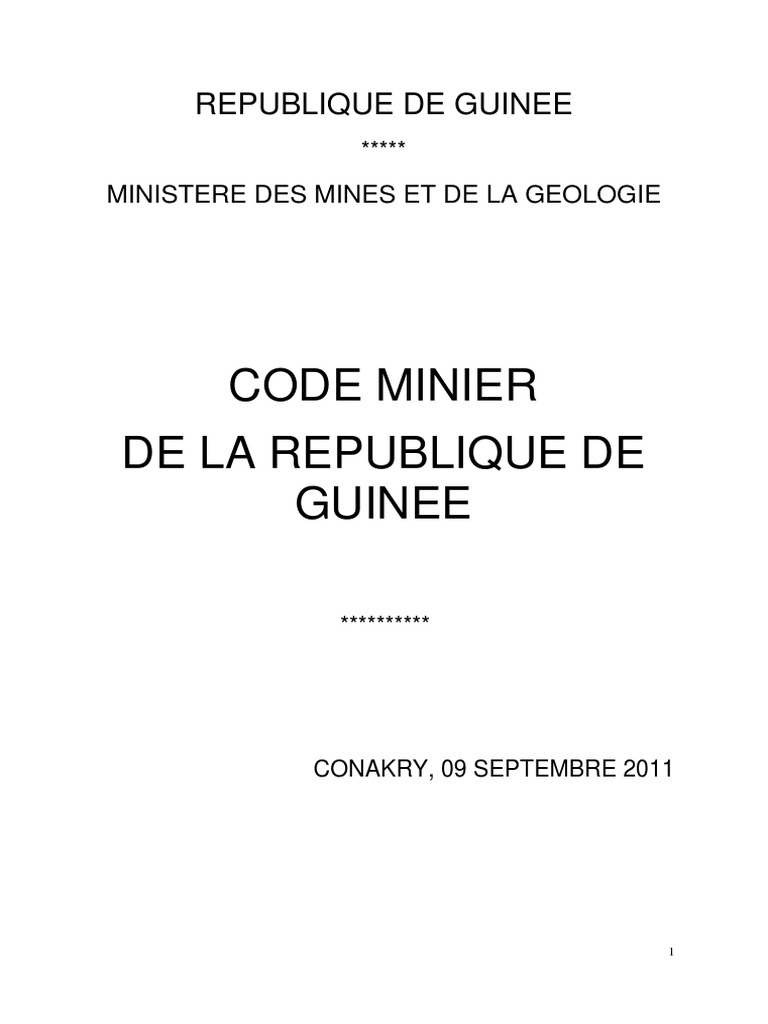 Code Minier de la République de Guinée | PDF | Guinée | Exploitation ...