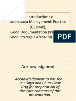 Good Data Management, Documentation & Storage Practices