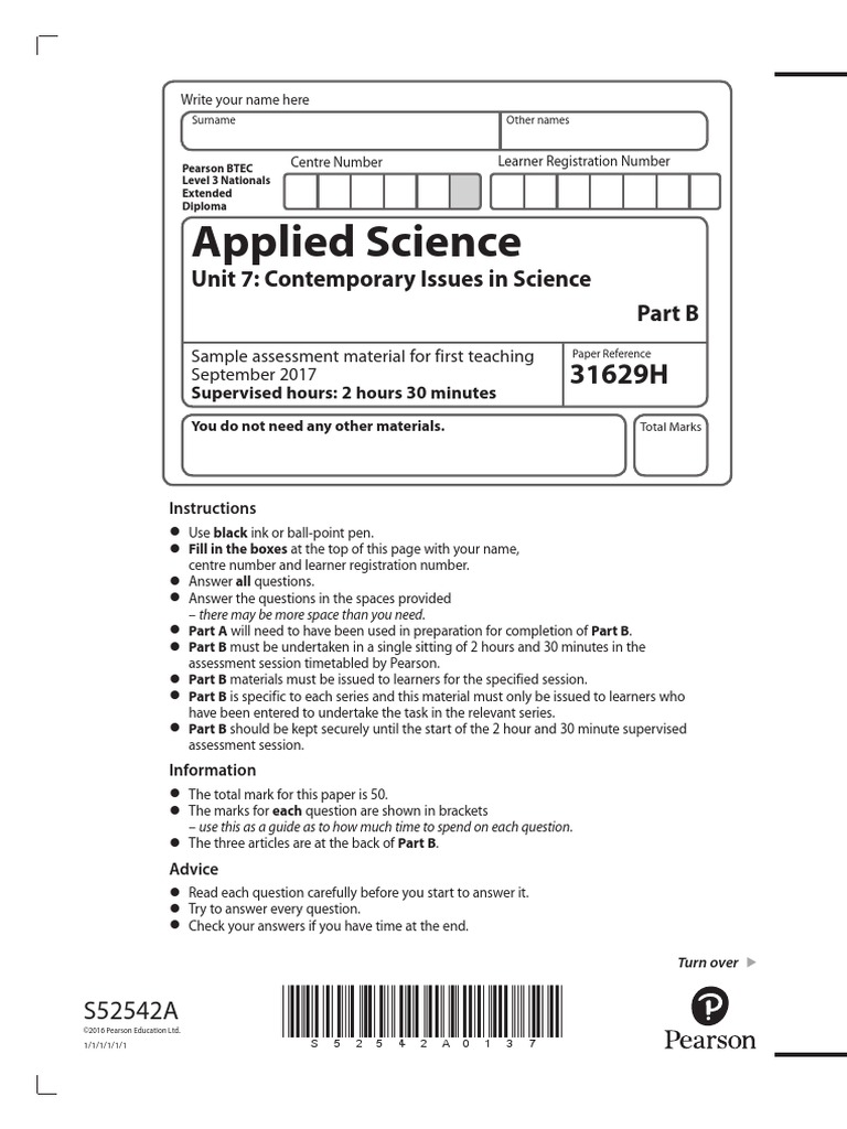 BTEC L3 Applied Science 31629H Unit 7, Part B | PDF | Behavior ...