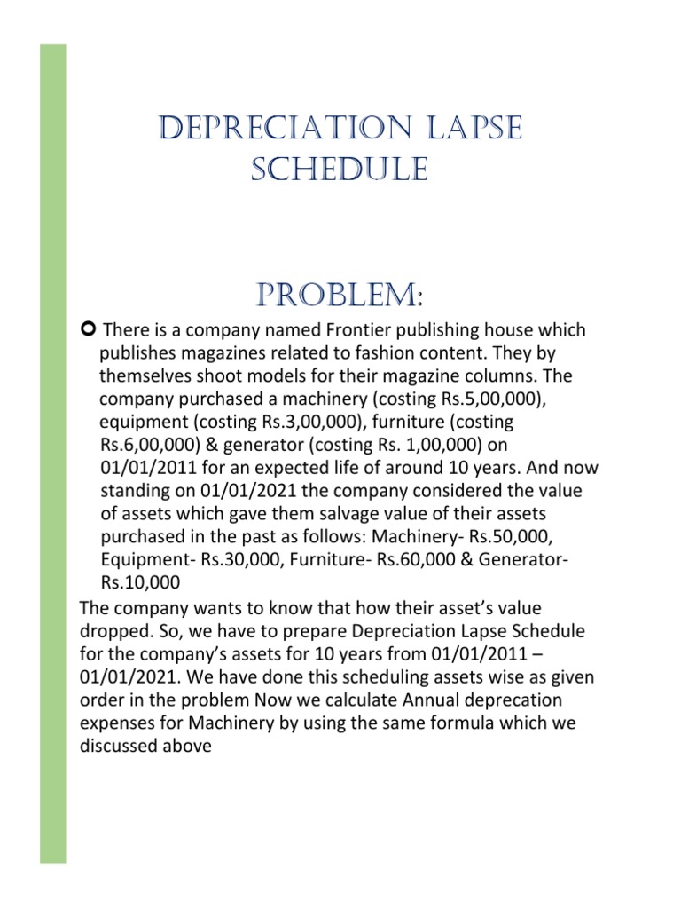 Depreciation Lapse Schedule Overview | PDF