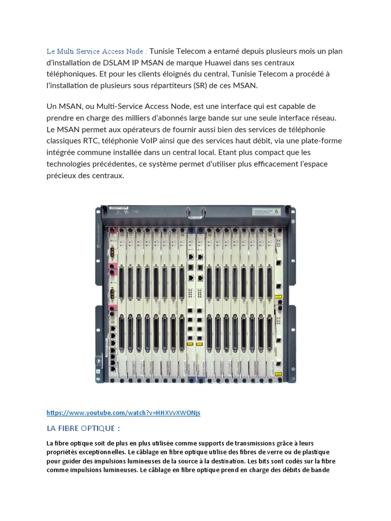 Installation de MSAN et Fibre Optique | PDF