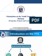 Orientation On The Youth Formation Division: (Programs, Projects and Activities)
