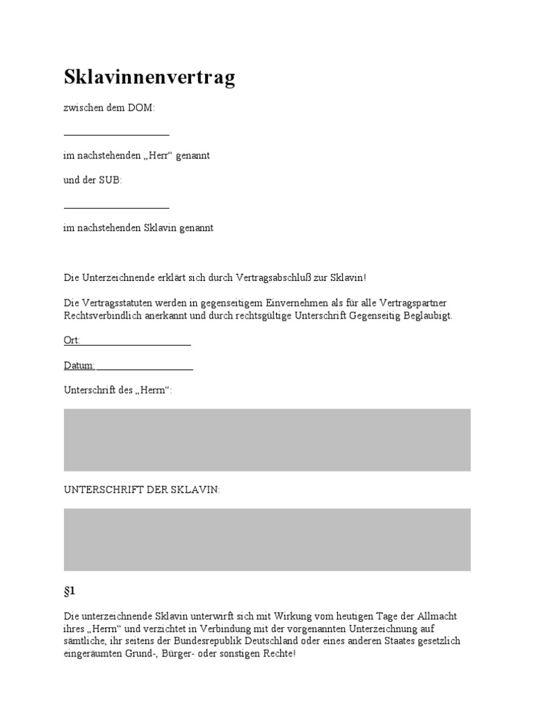 Muster sklavenvertrag