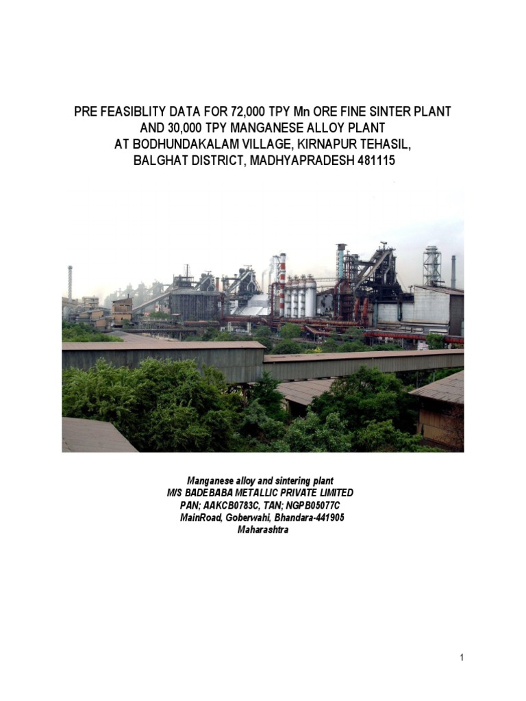Manganese Sinter Plant Proposal in MP | PDF | Iron Ore | Smelting