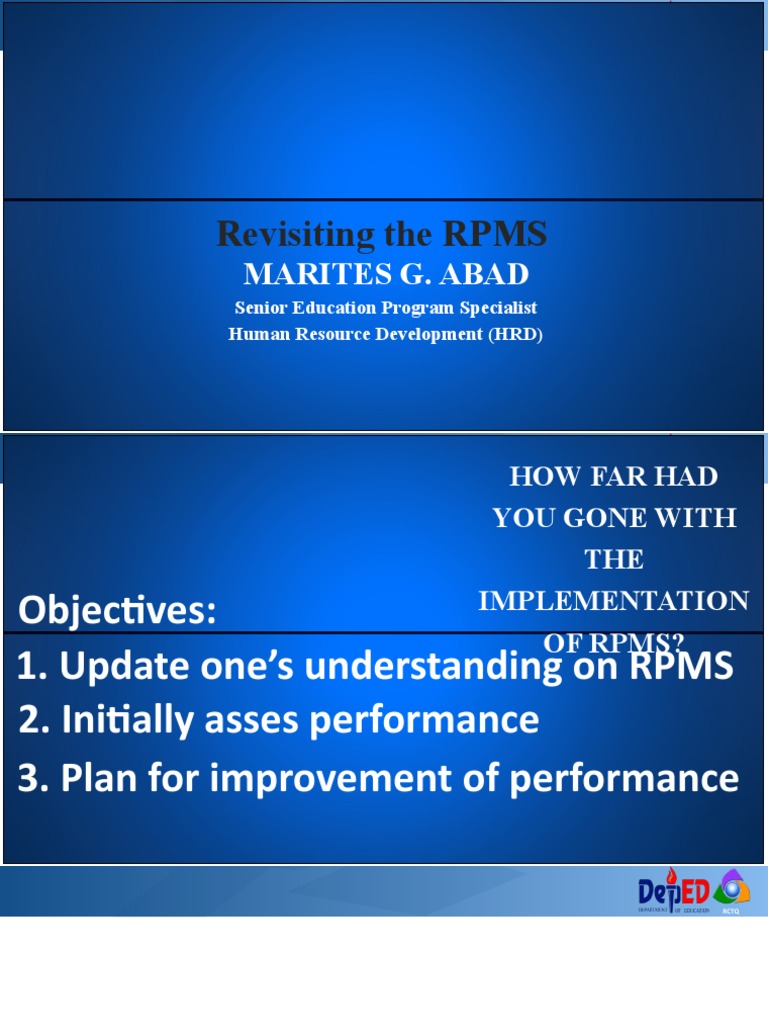 RPMS For INSET EPS Abad | PDF | Curriculum | Learning