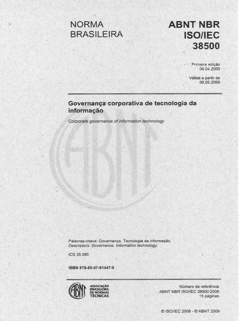 NBR Iso Iec 38500 2009 | PDF