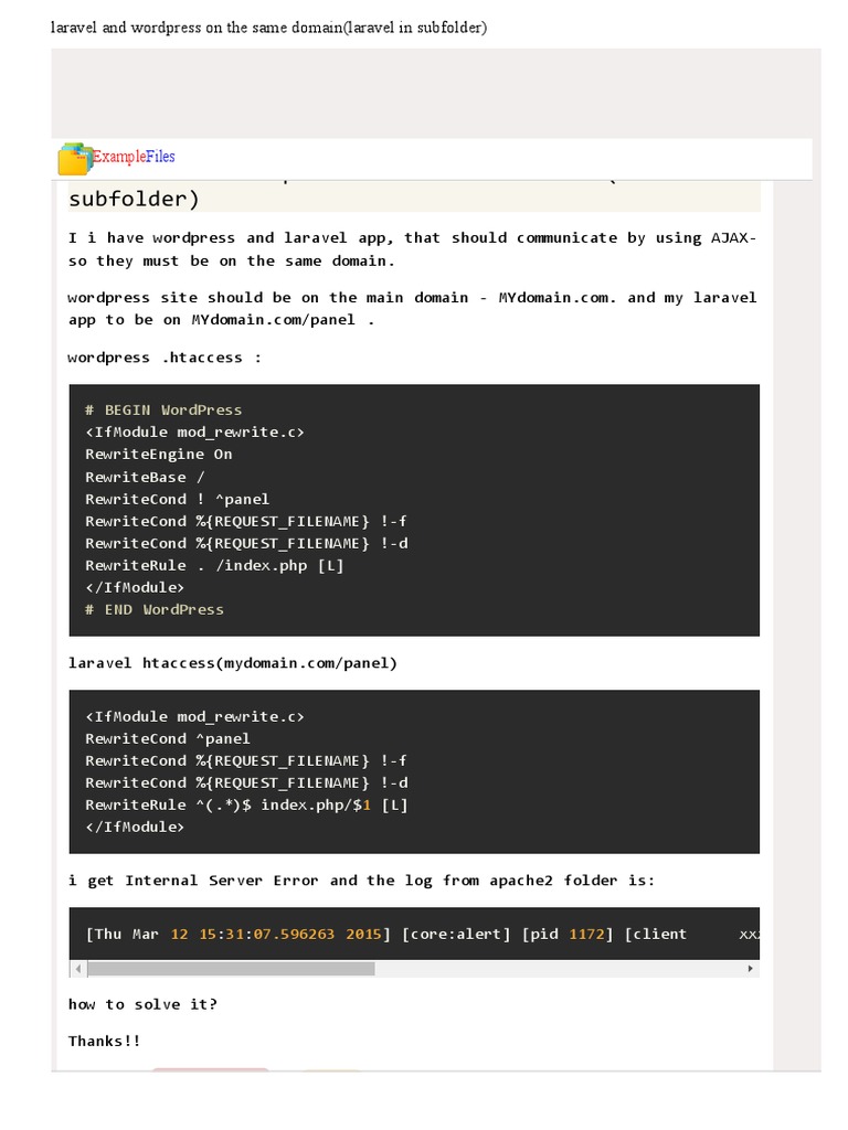Laravel and Wordpress On The Same Domain (Laravel in Subfolder) | PDF ...