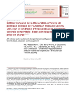 2013 - Édition française de la Déclaration officielle de politique clinique de l’American Thoracic Society (ATS) sur le syndrome d'ONDINE